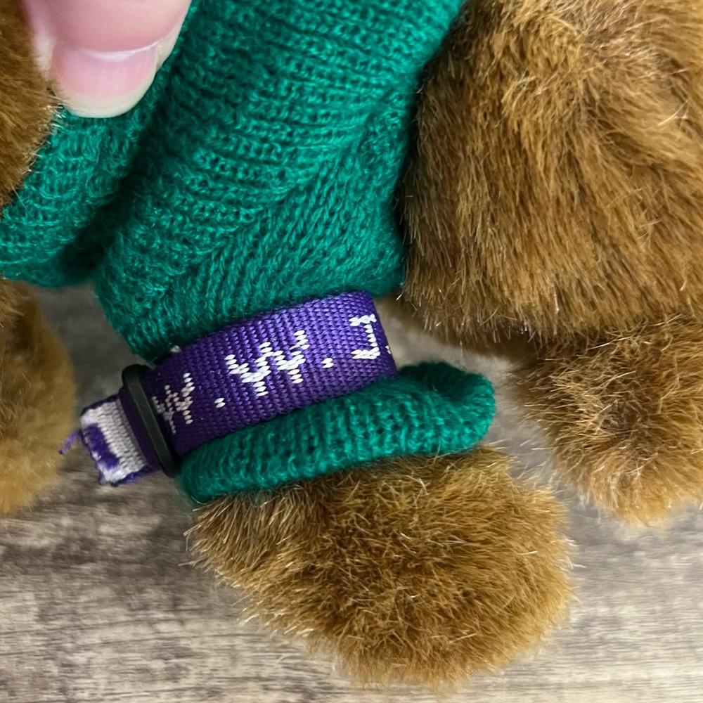 Vintage WWJD? Honey Brown Bear 8” Green Sweater What Would Jesus Do? - Picture 5 of 8
